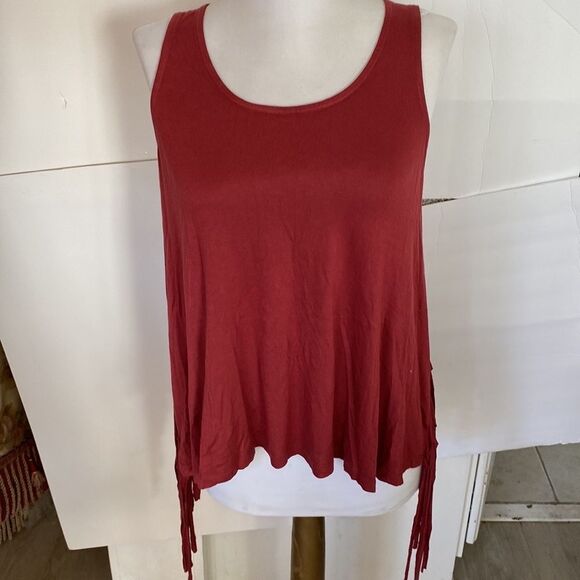 Dark rust  netted back hanging fringe side back stretch 95 rayon 5 spandex  new - Picture 1 of 4
